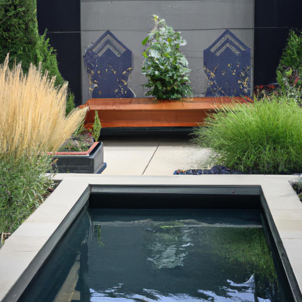 A contemporary take on 1920s garden design featuring Art Deco influences and sleek minimalism.
