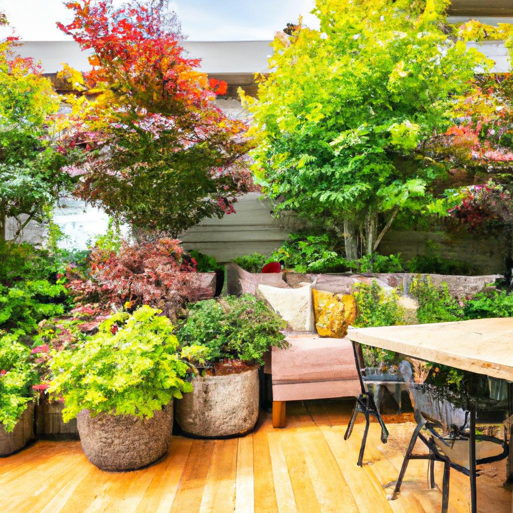 A colorful and vibrant patio area in a 500 sq yard house design, ideal for outdoor gatherings and entertainment.
