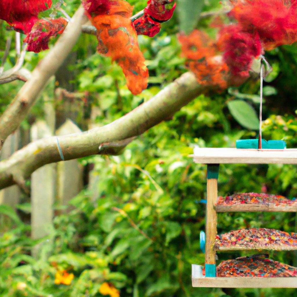Bird feeders provide a reliable food source for feathered friends in the garden.