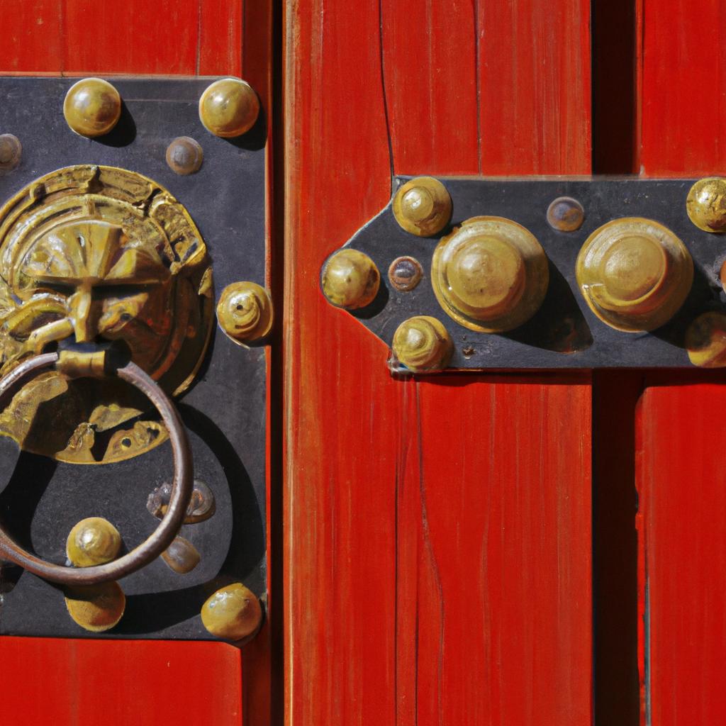 The southwest-facing front door in this traditional Chinese home invites good luck and fortune.
