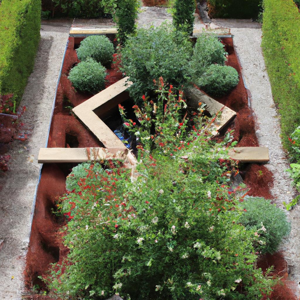 A meticulously designed garden featuring an arrangement of 41 plants.