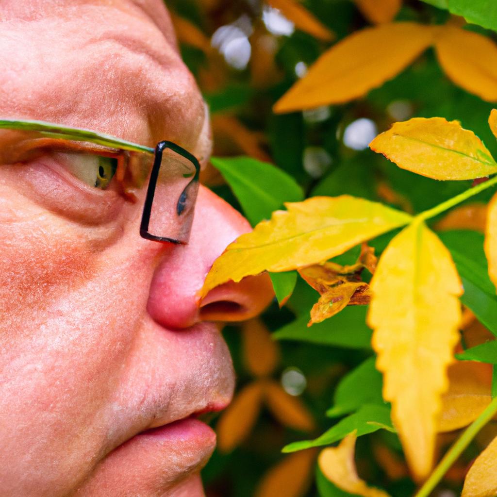 A vigilant gardener inspecting leaves for signs of prey infestation.