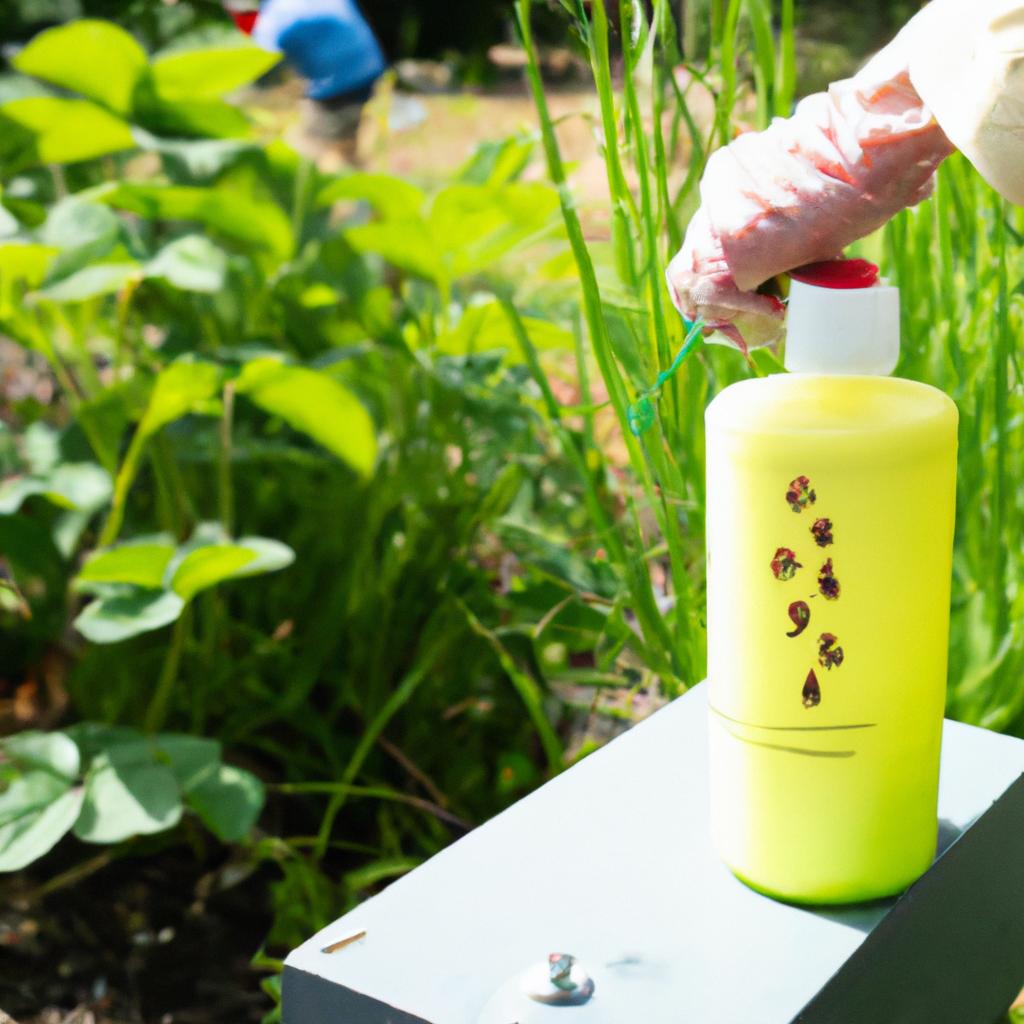 Gardener using organic pest control methods in a Michigan garden.