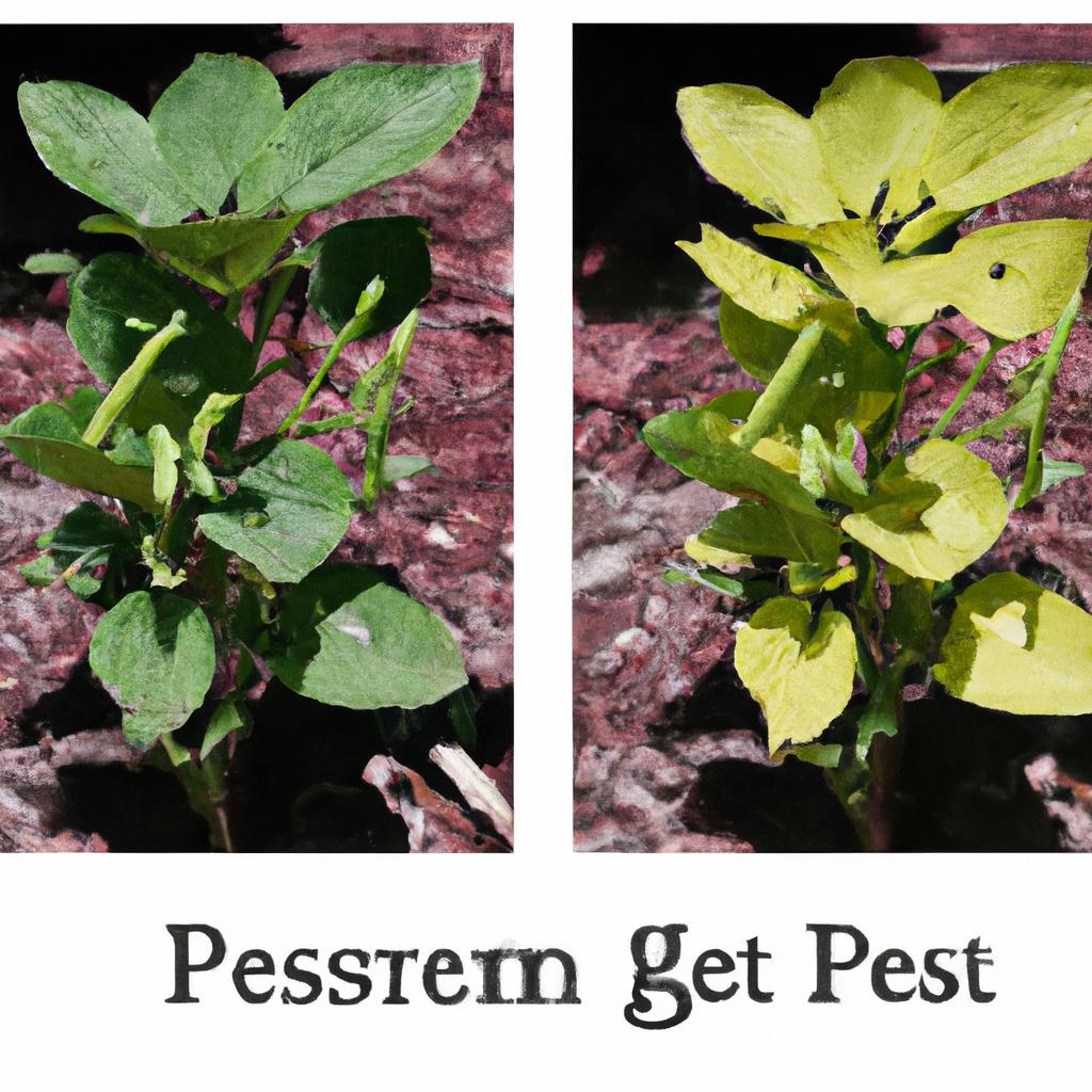 Side-by-side comparison of a healthy plant and one suffering from the impact of the garden pest.