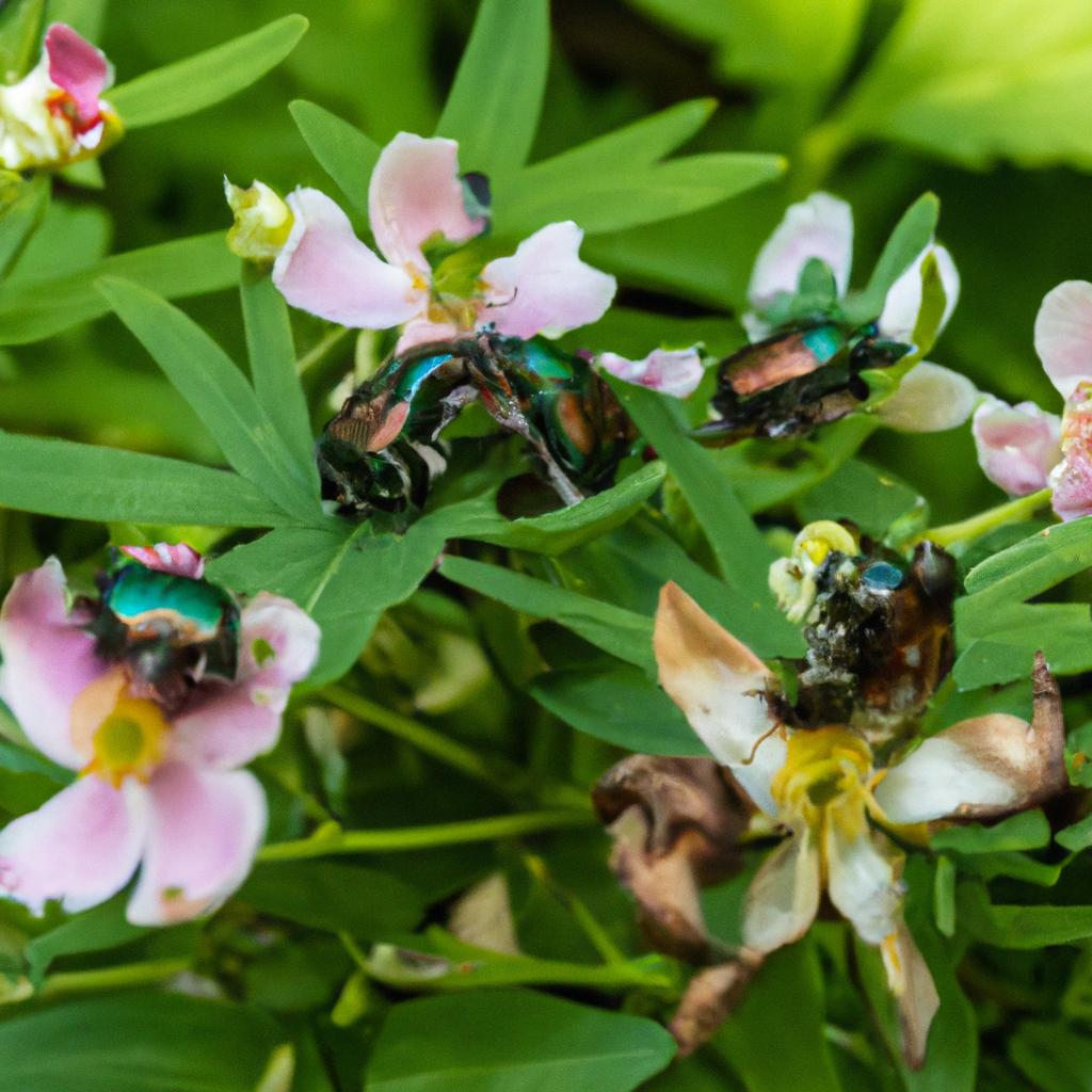Japanese beetles are a notorious pest in Virginia gardens, damaging plants.
