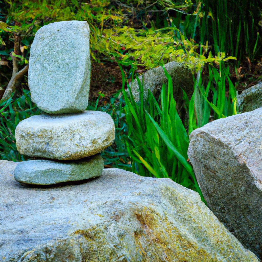 The carefully placed rocks create a balanced and harmonious energy flow.