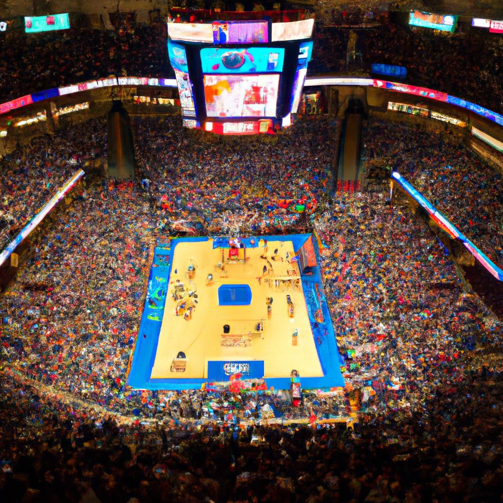 Witness the electrifying atmosphere as fans cheer on their favorite teams at Madison Square Garden.