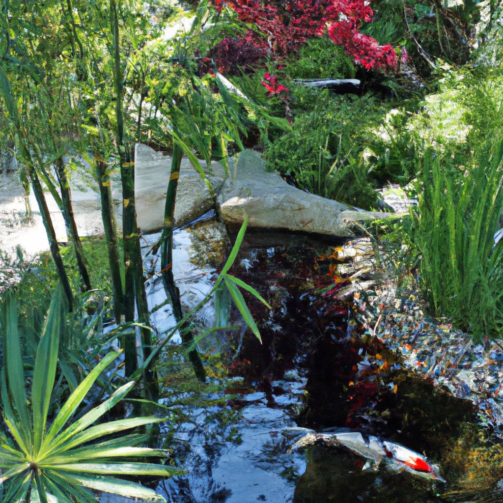 A harmonious feng shui garden adorned with natural elements.