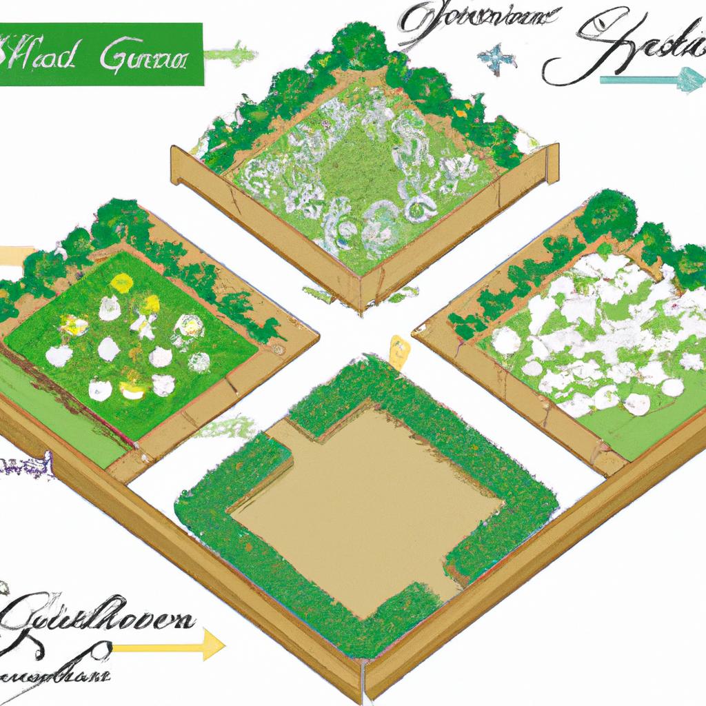 An organized and diverse 4 square garden design