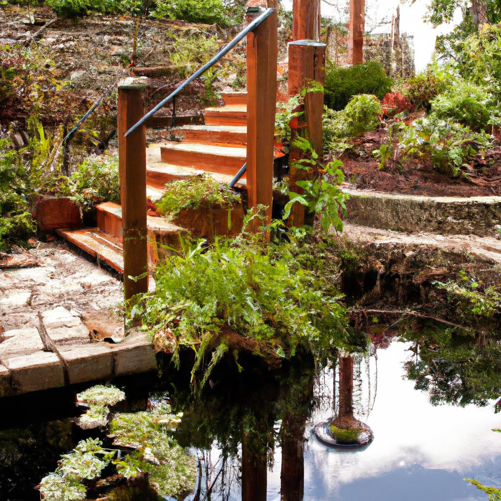 The soothing sound of water adds serenity to this 2 tier garden.