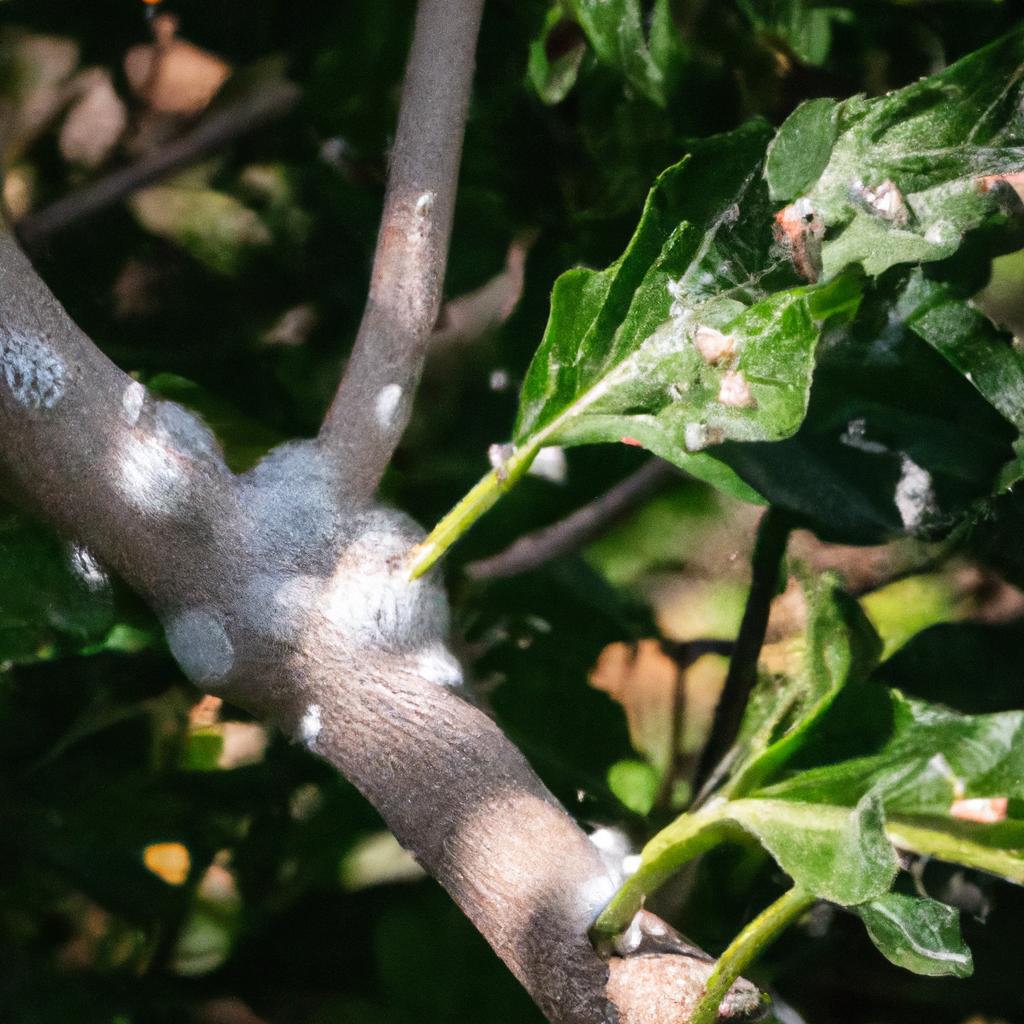 Whiteflies causing harm to a fruit tree in an Australian garden.