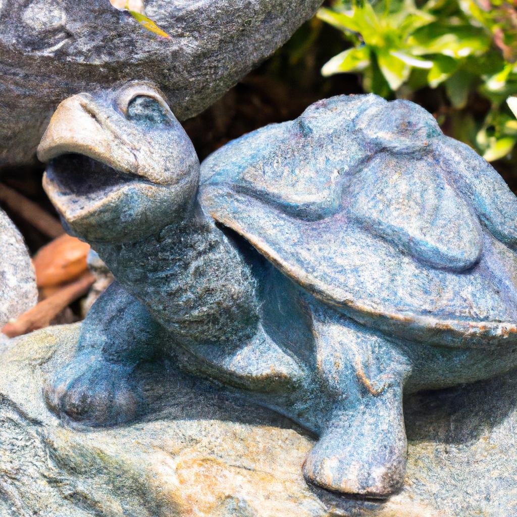The turtle feng shui garden statue serves as a reminder of longevity and protection.