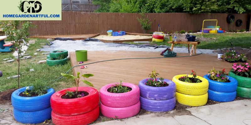 Applying Paint on Tires for Garden Use