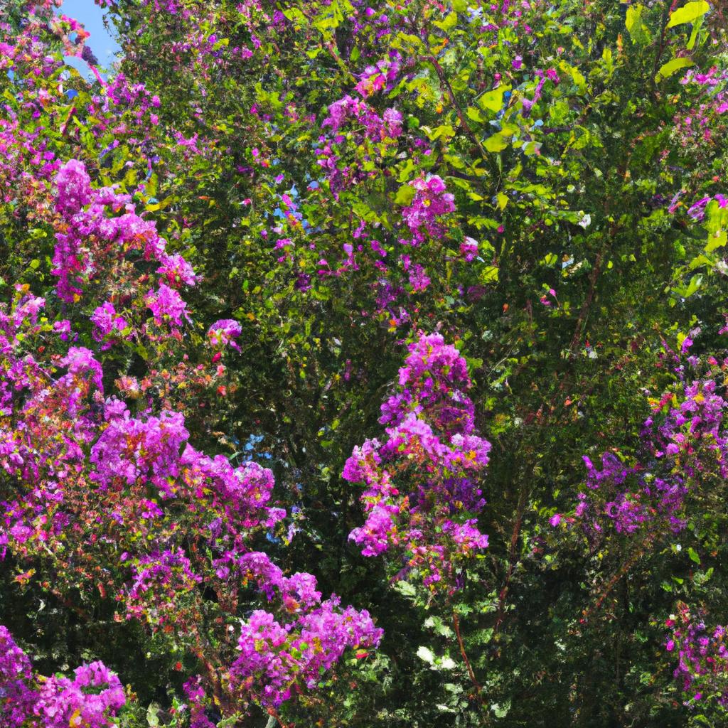 Indulge in the mesmerizing elegance of the purple crepe myrtle.
