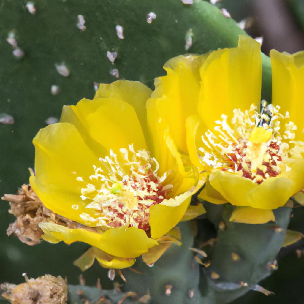 Blossoming in radiant yellow, this cactus creates a striking contrast against the greenery.