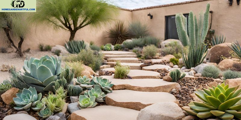 Creating a Desert Oasis with Large Rocks and Green Succulents