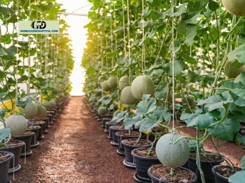 In a small garden, how can I cultivate muskmelons (cantaloupes)?